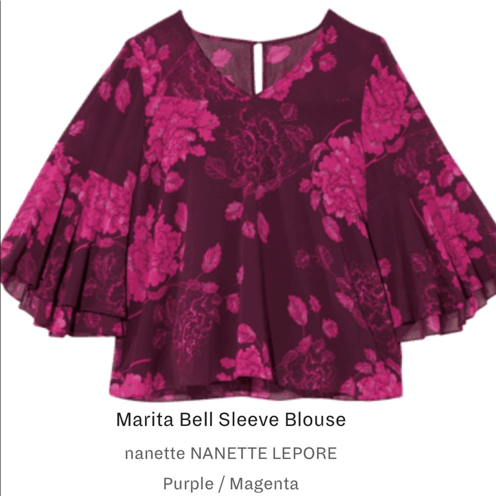 Nanette Belle Sleeve Floral Peasant Top 1X NWT